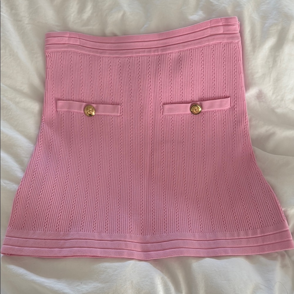 Zara Pink Ribbed A-line Mini Skirt